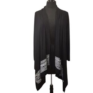 Lauren Moshi Waterfall Black Cardigan Jewelry Print Soft Stretchy Large